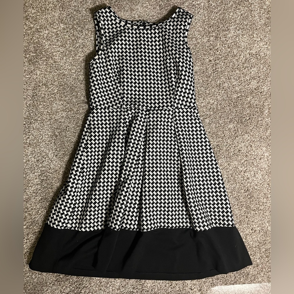 Calvin Klein black and white houndstooth dress